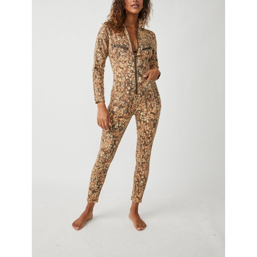 FREE PEOPLE Lennox Printed Jumpsuit / Cappuccino Combo - Picture 5 of 5